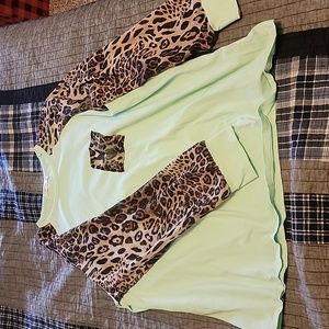 Cheetah print and teal long sleeved top